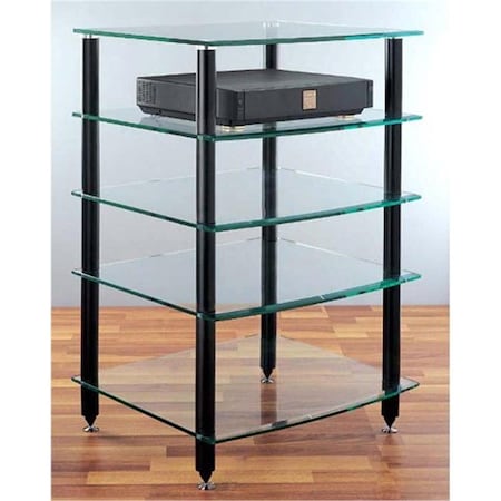 Vti Manufacturing VTI Manufacturing AGR405B 4 Black Poles 5 Glass Shelves AV Stand AGR405B